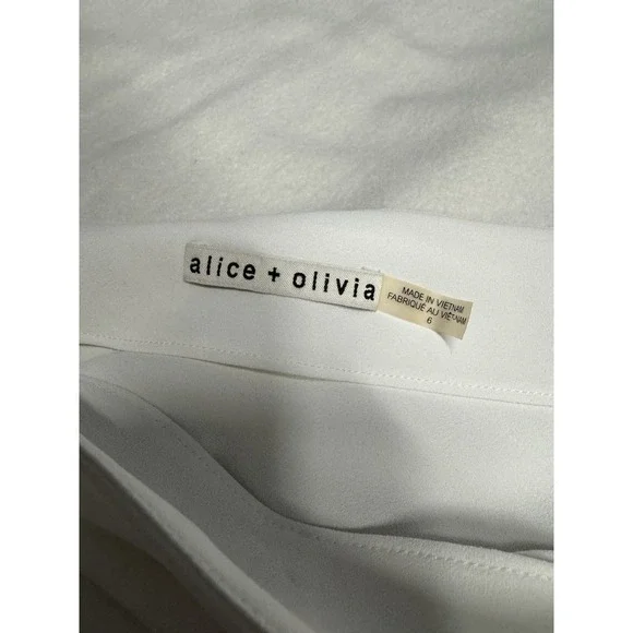 Alice + Olivia Womens 6 Melina One Shoulder Shift Dress White Asymmetrical Class - Picture 7 of 8